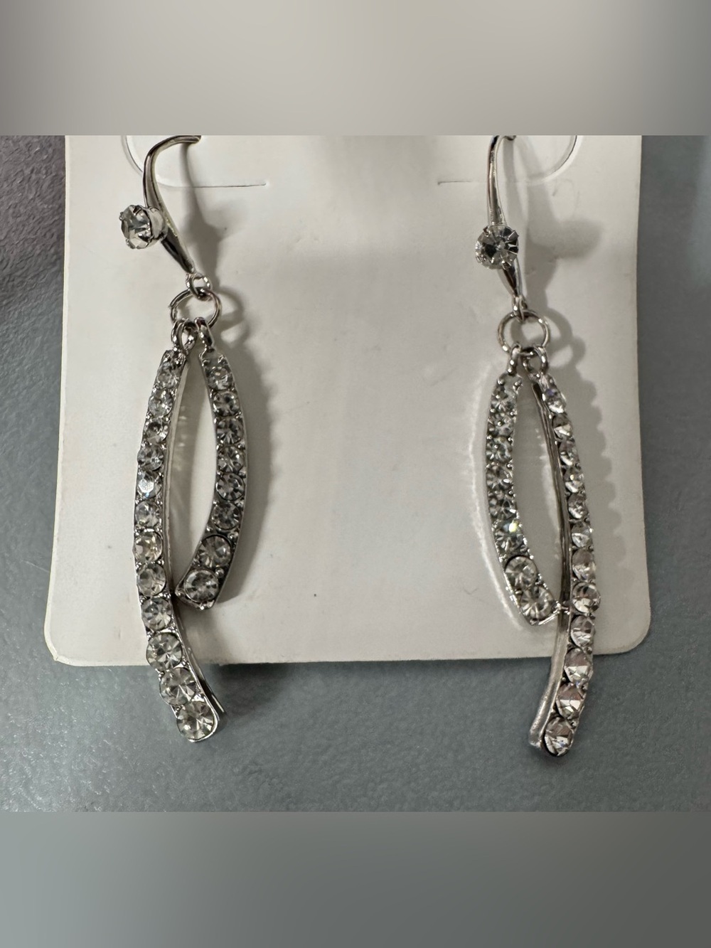Crystal Drop Silver-Tone Dangle Earrings classy party special occasion holiday